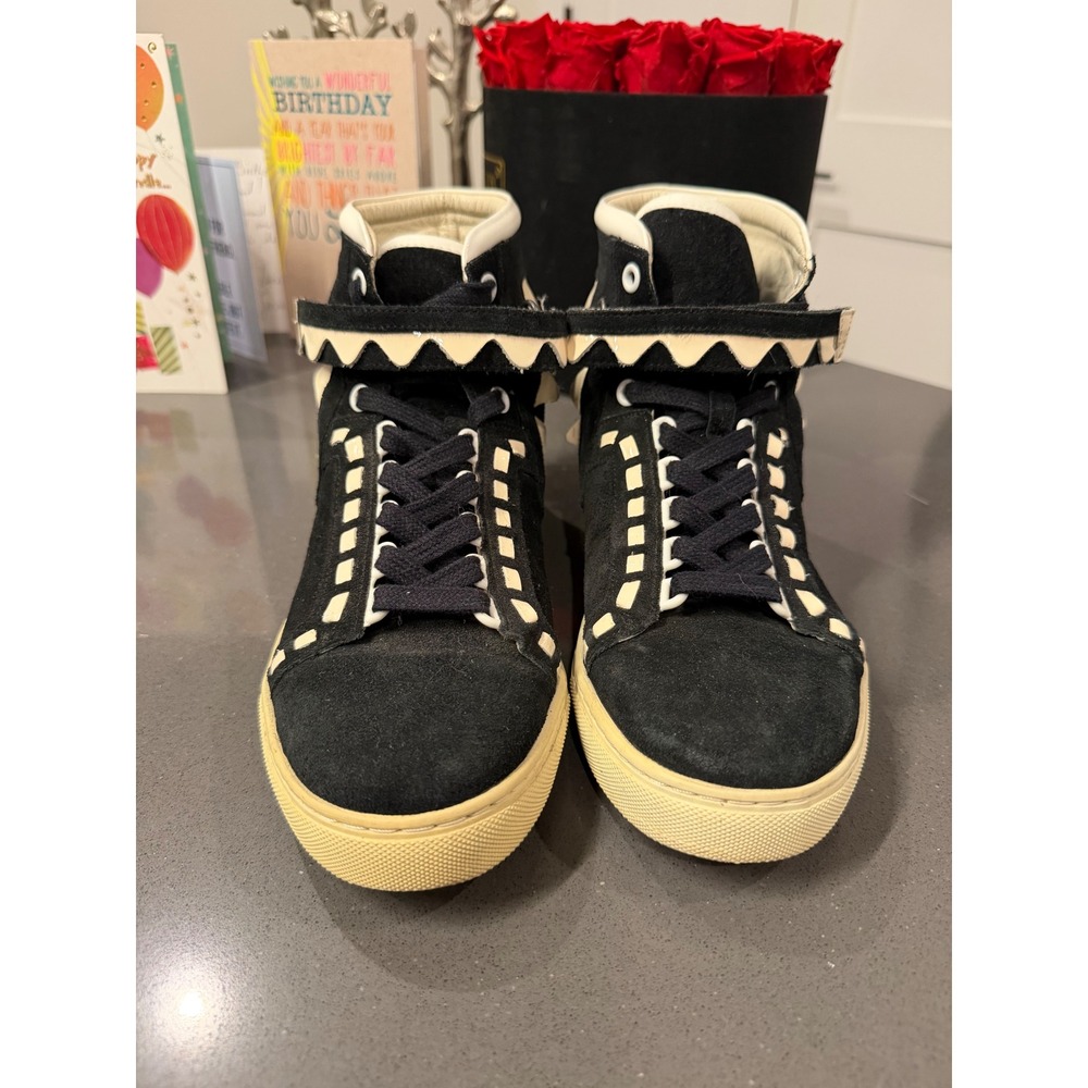 Sophia Webster Black & White Suede and Patent Leather Riko Sneakers Size 39
